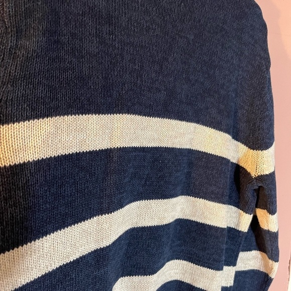 Chaps Navy Cream Preppy Y2K old money Sweater 2 spots review pics carefully Med - Picture 10 of 11